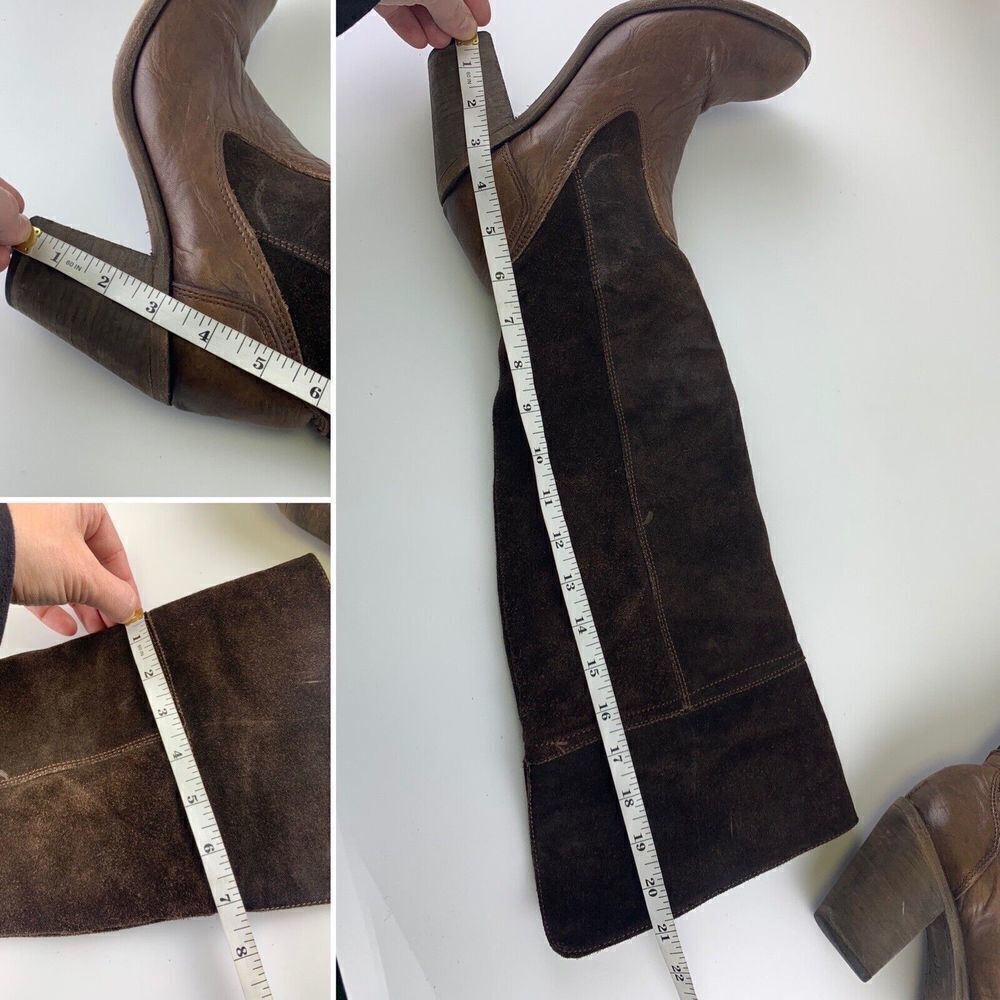 BOGO Miz Mooz Brown Suede Over Knee Heel Boot Mid Zip Pull On Leather 38 7.5-8 - Picture 13 of 16